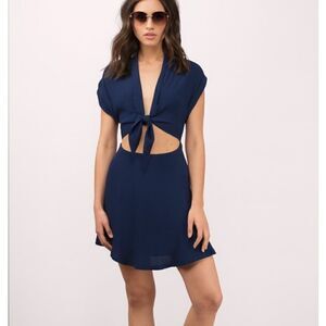 tobi navy blue dress Tobi Navy Blue Deep V Mini Dress Size S/P (A)